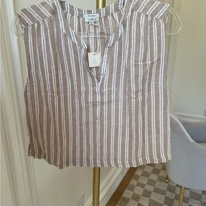 Z Supply x Evereve Brown and White Striped Blouse